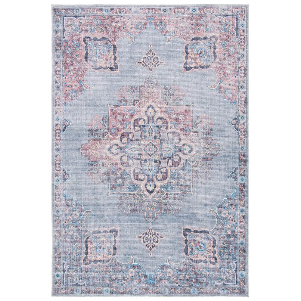 Serapi Ivory and Blue Rectangular Viscose Chenille Area Rug