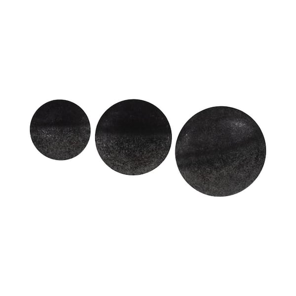 24 in. x 24 in. Black Metal Glam Round Textured Metal Work (Set of 3)