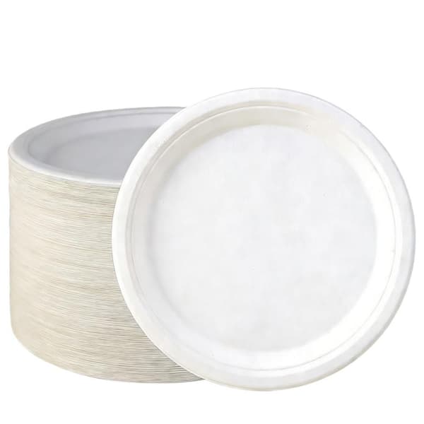 10.25 in. Disposable Paper Plates with Compostable, Super Strong for Kitchen, Party, Everday and Dining, White(150-Pack)