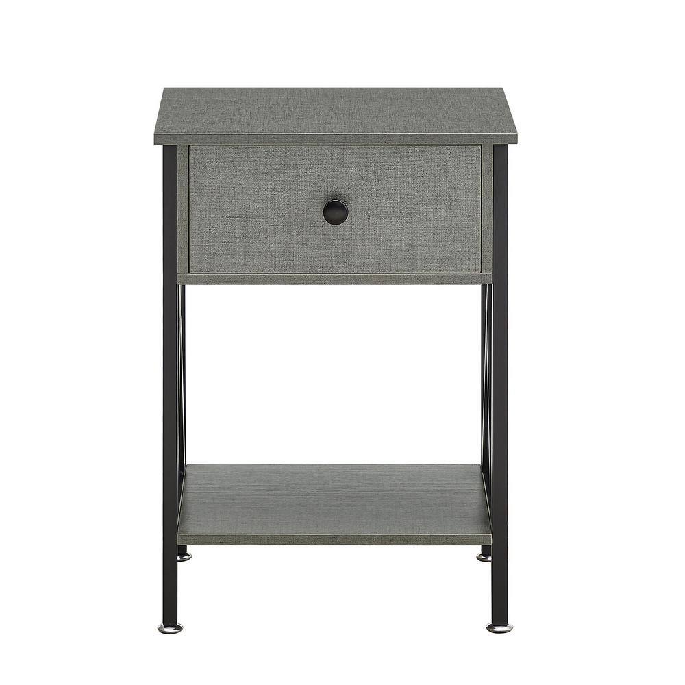 Nightstands X-Design Side End Table Night Stand Storage Shelf with Drawer 11.8Wx 15.8L x 21.7H Retro Black Set of 2 - thumbnail 4