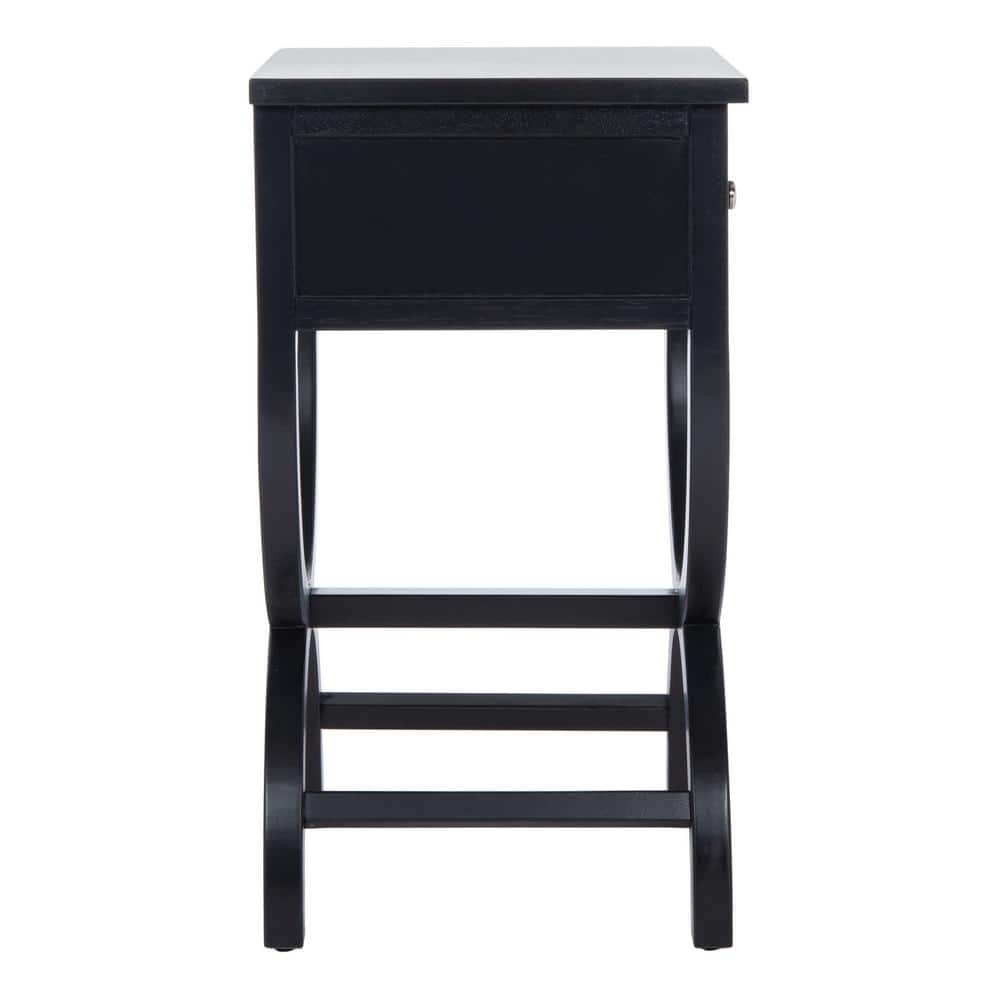 Safavieh Transitional Black Wood and Metal Nightstand with Storage