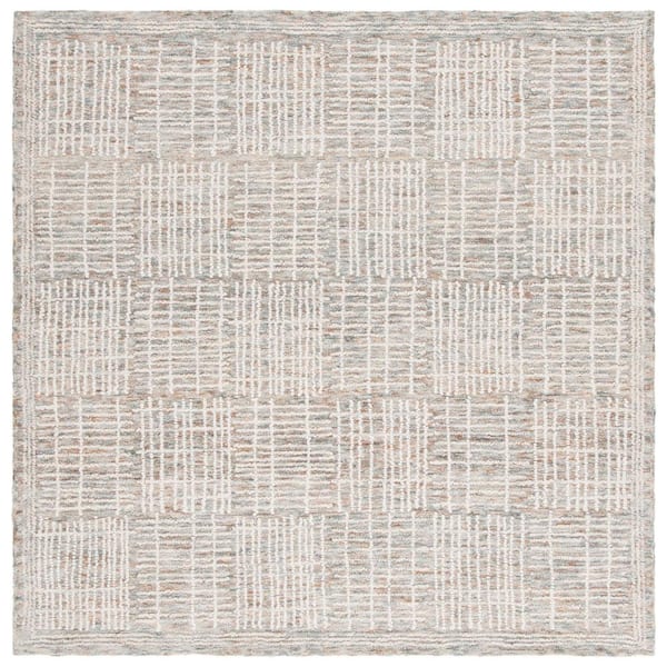 SAFAVIEH Abstract Brown/Ivory 6 ft. x 6 ft. Checkered Unitone Square Area Rug
