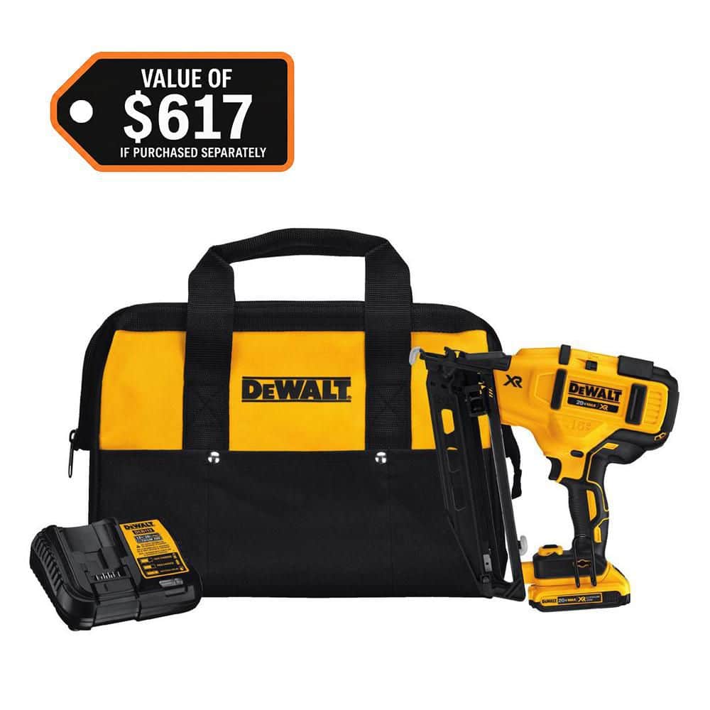 DEWALT 20V MAX XR 16-Gauge Electric Cordless Angled Finishing Nailer Kit (DCN660D1)