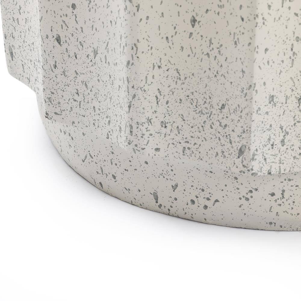 LuxenHome Off White and Gray Cement Fluted Round Side Table