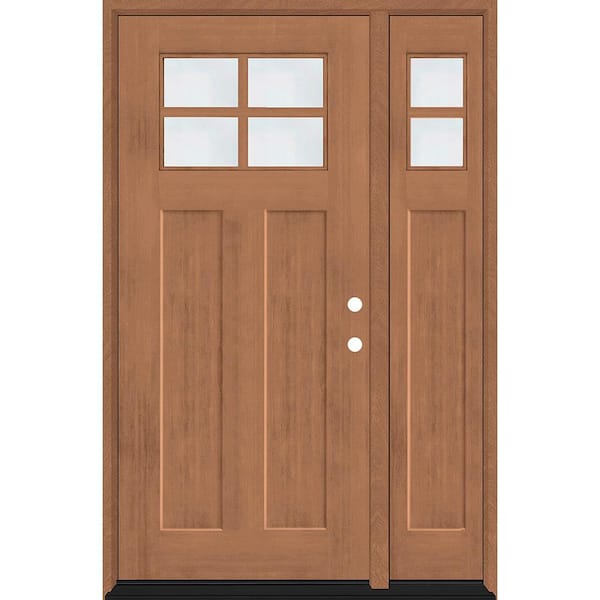 Steves & Sons Regency 53 in. x 80 in. LHIS 4L-1/4Toplite Clear Glass AutumnWh Stain Fir Grain Fiberglass Prehung Front Door w/14in.SL