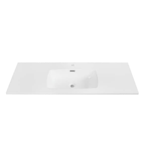 Streamline 47.2 in. W x 18.9 in. D Solid Surface Resin Vanity Top in White