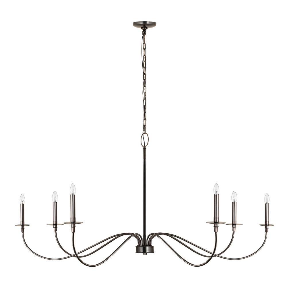 Arrington 63" Plated Bronze 6-Light Chandelier