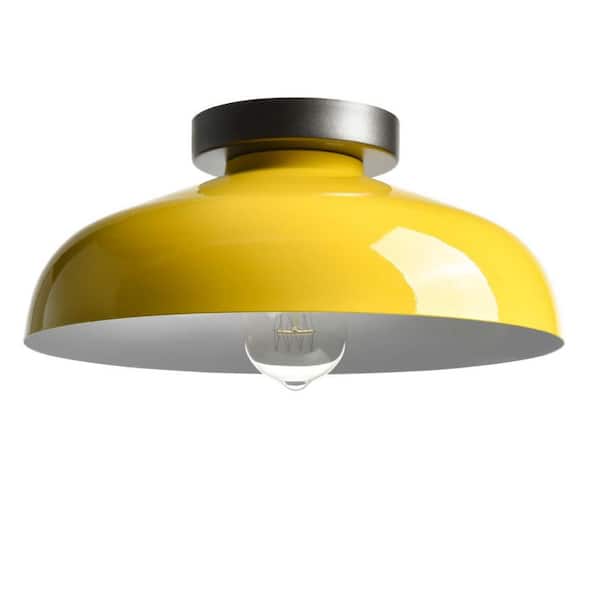 CLAXY 12.5 in. 1-Light Yellow Flush Mount with No Glass Shade and No Bulbs Included 1-Pack