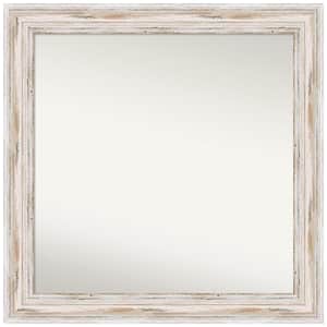 Alexandria White Wash 31 in. x 31 in. Non-Beveled Rustic Square Wood Framed Wall Mirror in White