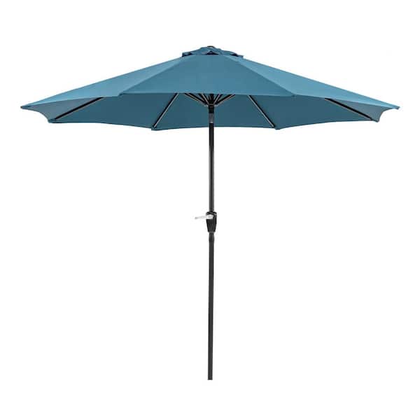 Furniture of America Don 9 ft. Steel Market Patio Umbrella In Blue With Carrying Bag