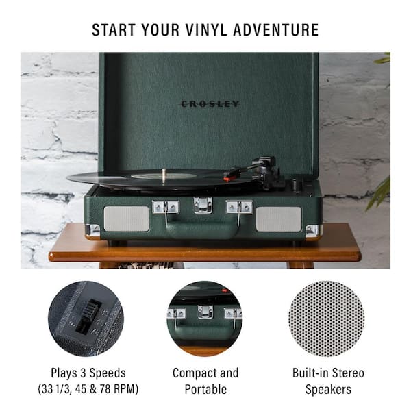 CROSLEY FURNITURE Cruiser Plus Record Player in Dark Emerald