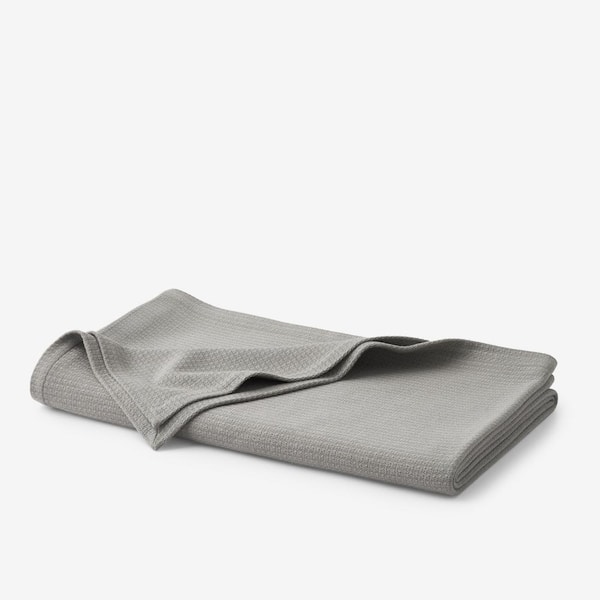 The Company Store Cotton Weave Mineral Gray Solid Twin Woven Blanket