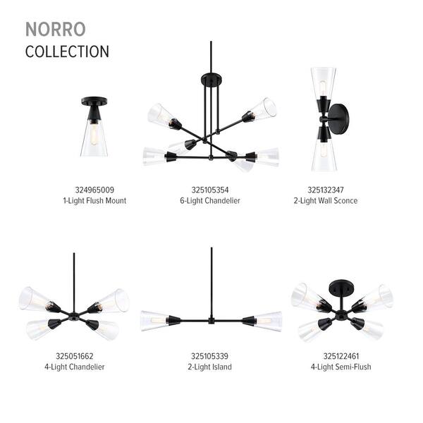Designers Fountain - Norro 4-Light Matte Black Modern Geometric Chandelier for Dining Areas with No Bulbs Included