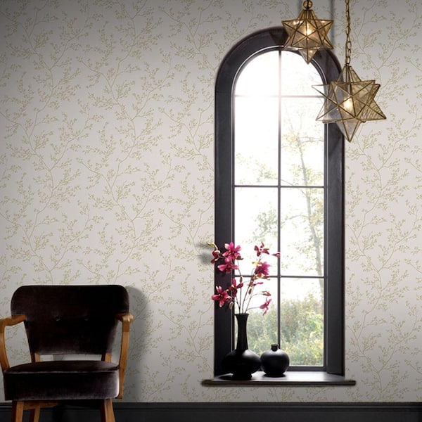 Graham and Brown Springtime Taupe and Gold Removable Wallpaper Sample
