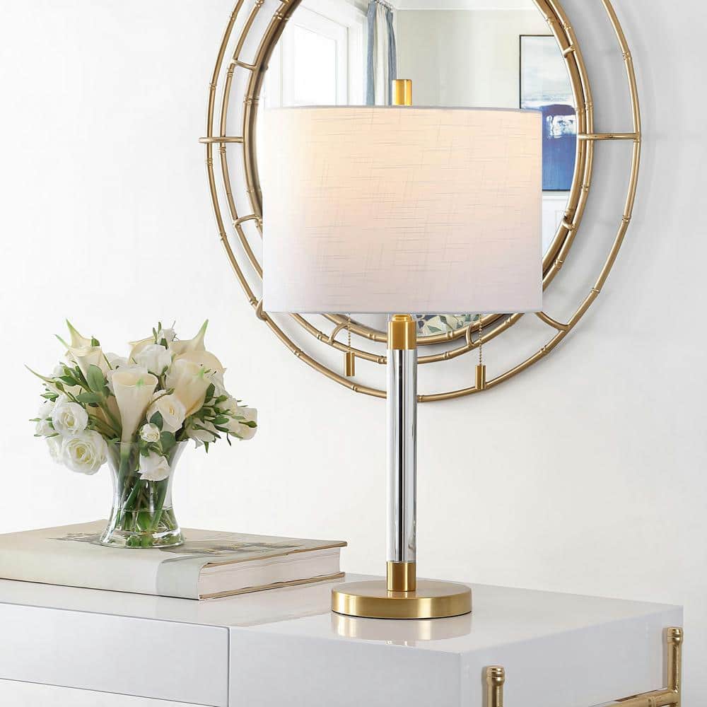 Elegant Bixby 24" Brass and Glass Table Lamp with Dual Pulls