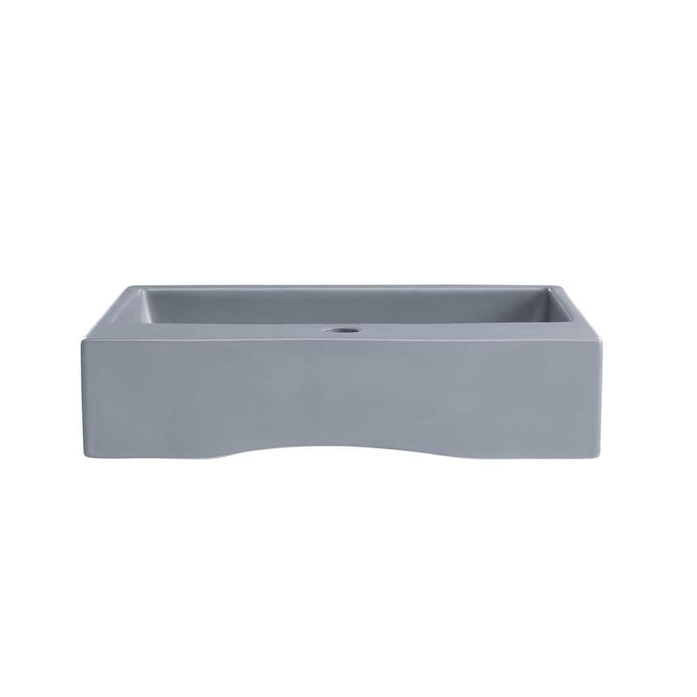 Claire 20" Matte Gray Ceramic Vessel Bathroom Sink