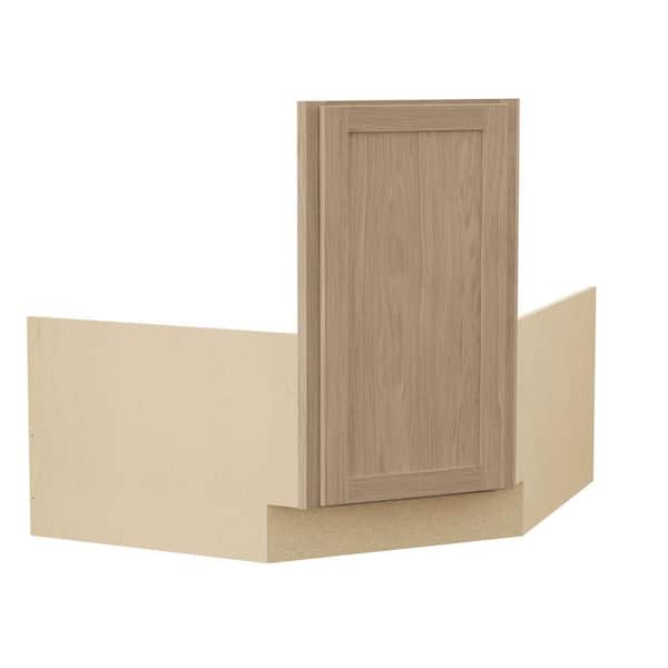 Sinclair 36 in. W x 24 in. D x 34.5 in. H Partially Assembled Corner Sink Base Cabinet in Shaker Light Oak