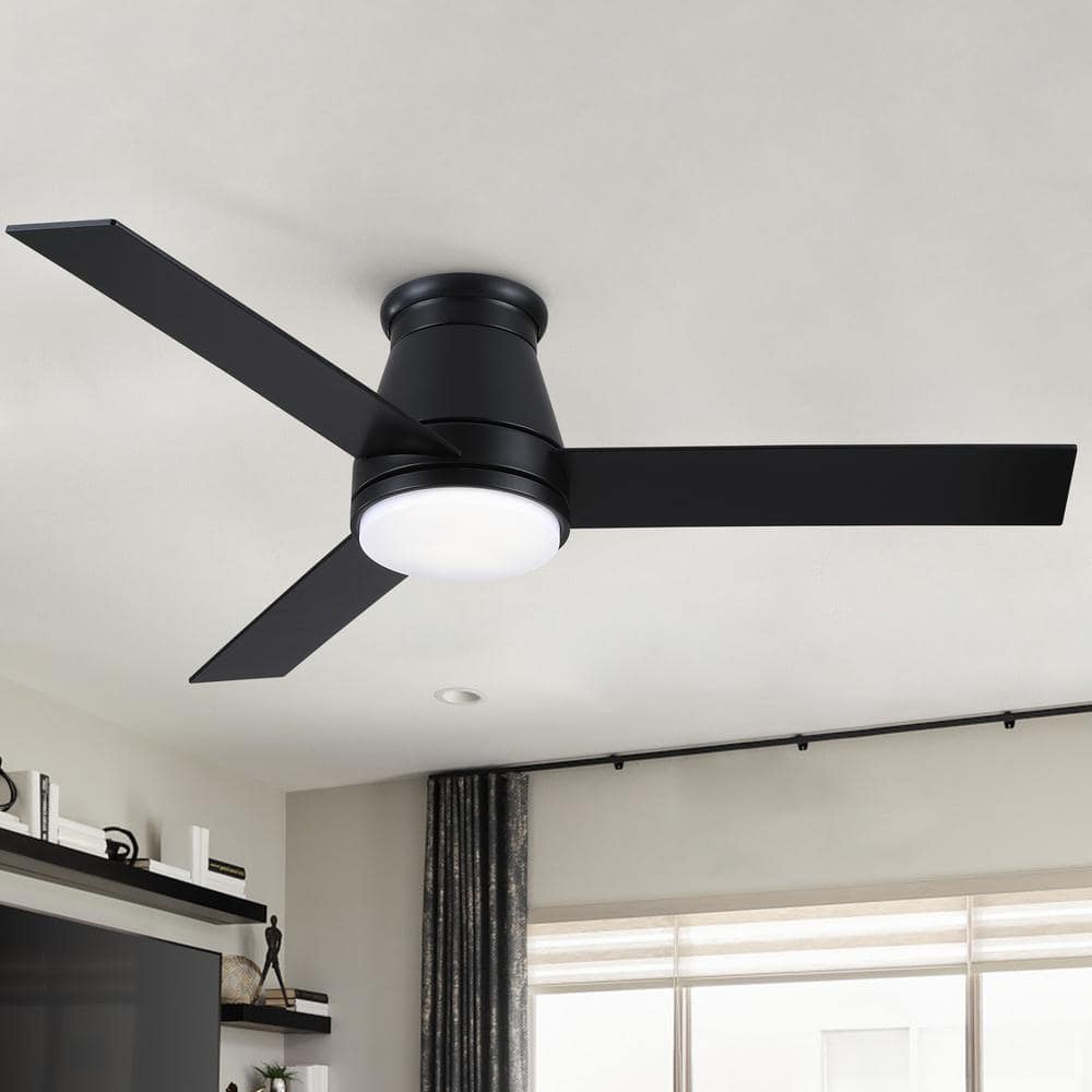 Amici 48 in. Indoor Black Low Profile Standard Ceiling Fan with Bright White Integrated LED Light Kit, Remote Included price history on PriceWatchPro