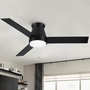 Amici 48 in. Indoor Black Low Profile Standard Ceiling Fan with Bright White Integrated LED Light Kit, Remote Included