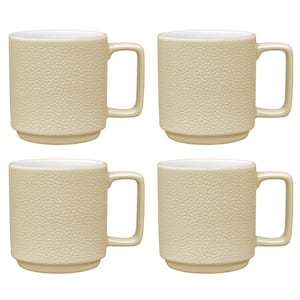 Colortex Stone Ivory 16 oz. Porcelain Mugs, (Set of 4)