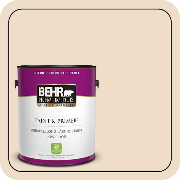 BEHR PREMIUM PLUS 1 gal. #710C-2 Raffia Cream Eggshell Enamel Low Odor Interior Paint & Primer