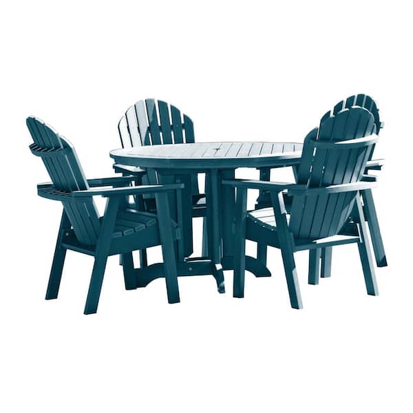 Highwood Hamilton Nantucket Blue 5-Piece Recycled Plastic Round Outdoor Dining Set