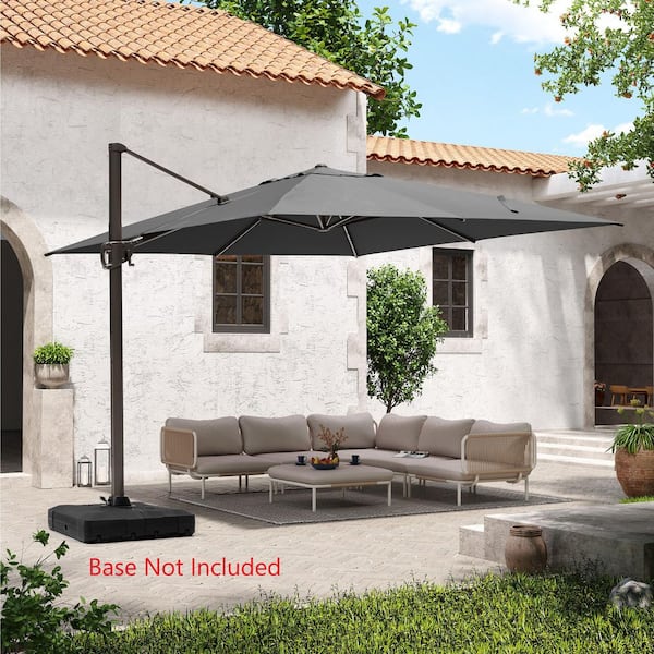Pellebant 11 ft. x 11 ft. Square Aluminum Outdoor Heavy-Duty 360° Rotation Cantilever Patio Umbrella in Dark Gray