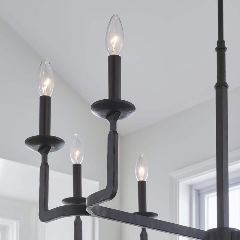 Aged Iron and Crystal 8-Light Empire Chandelier