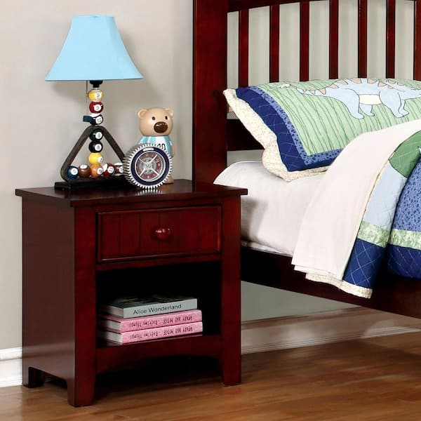 Furniture of America Eavan 1-Drawer Cherry Nightstand