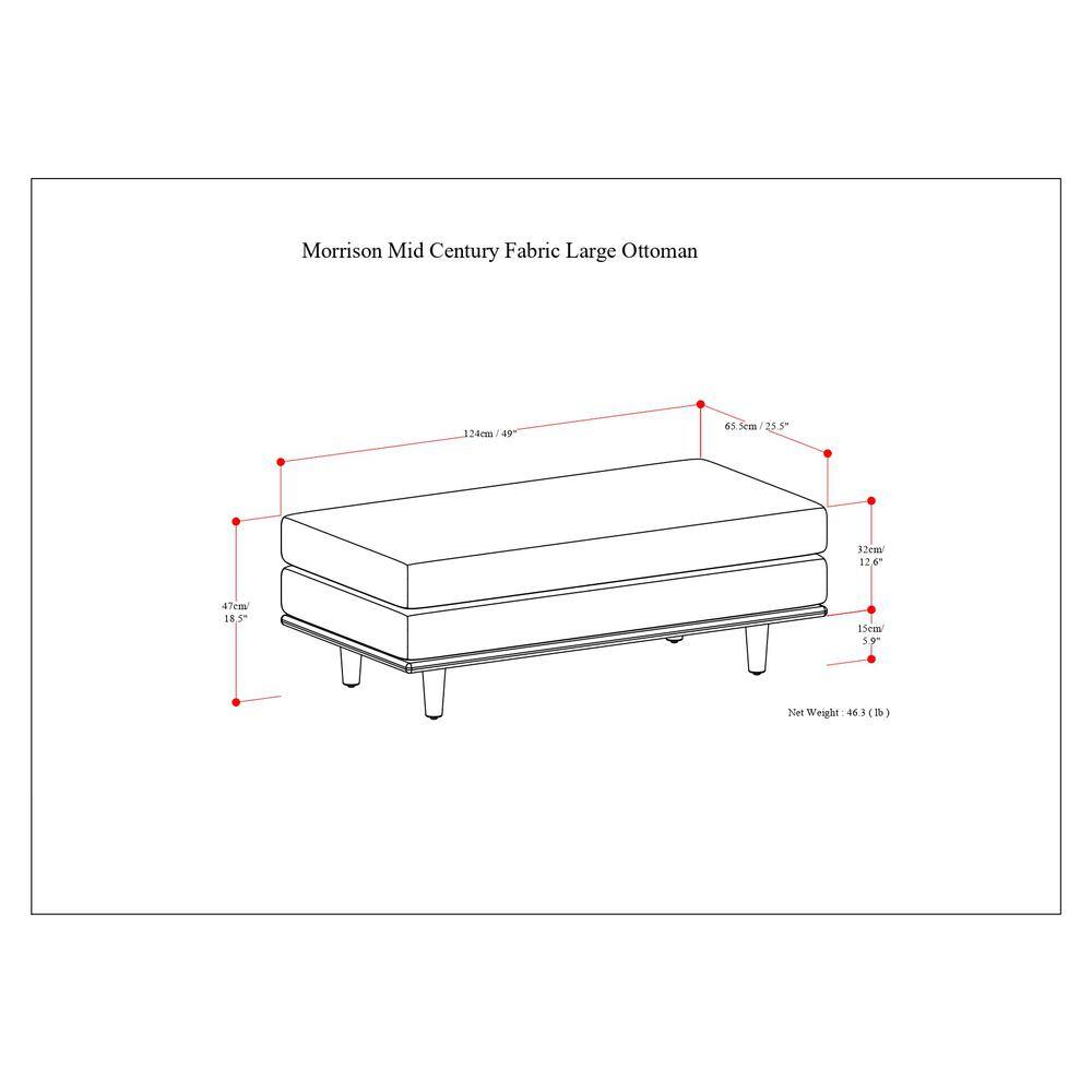 Charcoal Grey Large Rectangular Upholstered Ottoman