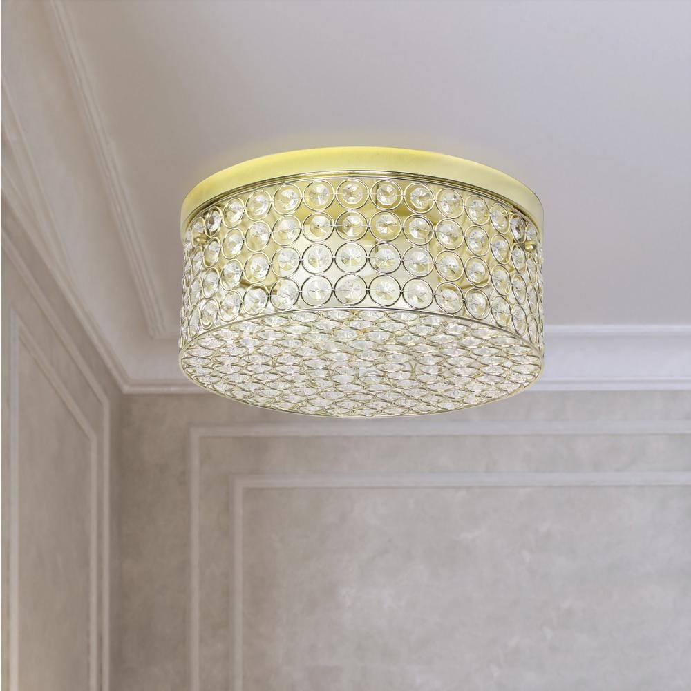 Elipse Gold Crystal 12" Contemporary Ceiling Flush Mount