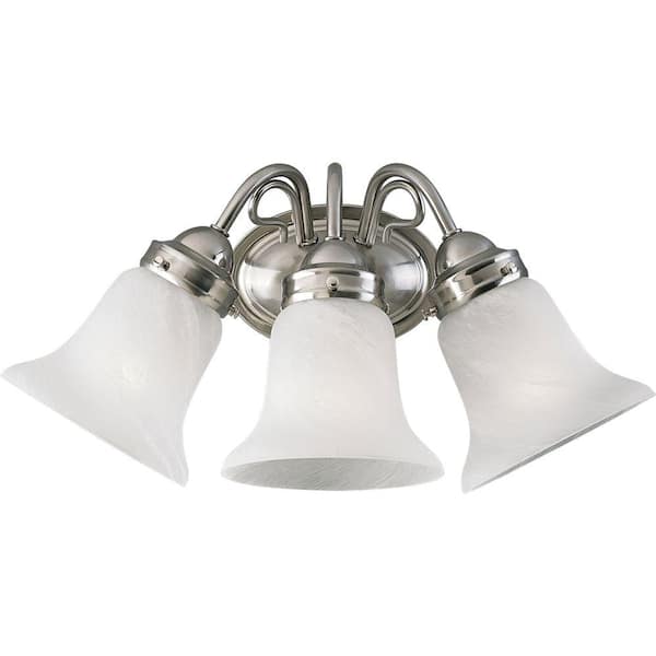 Progress Lighting Bedford Collection 3-Light Brushed Nickel Etched Alabaster Glass Traditional Bath Vanity Light