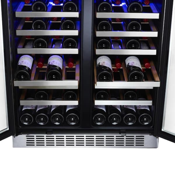 EdgeStar CWR5631FD 30-Inch 56 Bottle Built-In Dual Zone French Door Wine Cooler 
