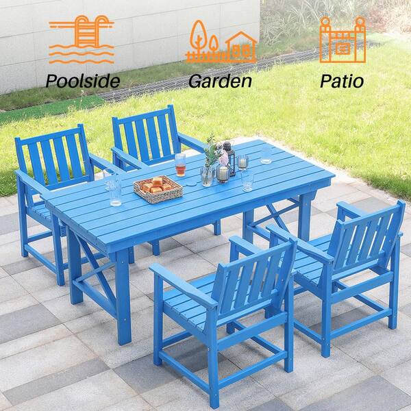 CikaCika HDPE 7-Piece Plastic Rectangle Table Standard Height