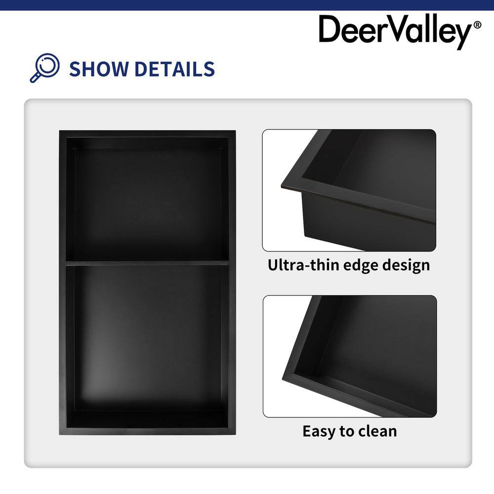 Matte Black Stainless Steel Wall Mount Shower Niche with Double Shelf