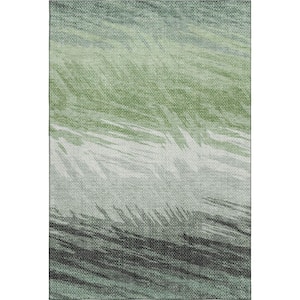 Mayfield Premium Machine Washable Abstract AMF2272 Green 8 ft. x 10 ft. Area Rug