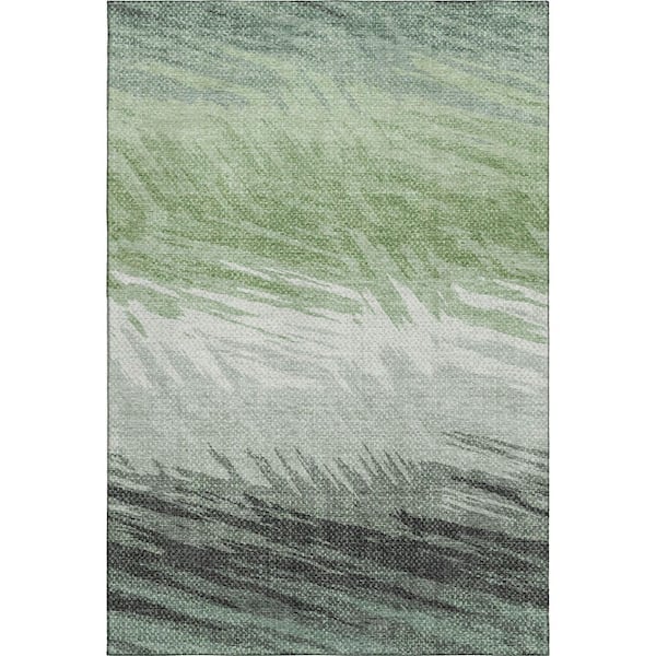 Mayfield Premium Machine Washable Abstract AMF2272 Green 9 ft. x 12 ft. Area Rug