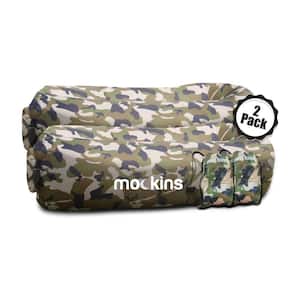 Camouflage Inflatable Lounger Hangout Sofa Bed with Travel Bags and Pockets (2-Pack)