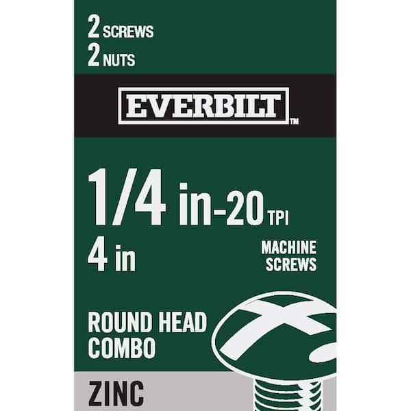 Everbilt 1/4 in.-20 x 4 in. Combo Round Head Zinc Plated Machine Screw (2-Pack)