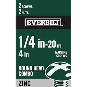 1/4 in.-20 x 4 in. Zinc Plated Combo Round Head Machine Screw (2-Pack)