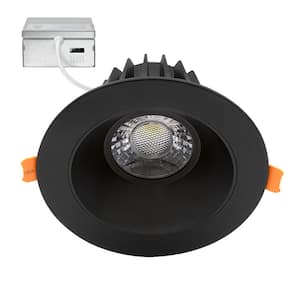 4 in. Slim Canless New Construction or Remodel Integrated LED Recessed Anti-Glare Downlight Light Kit, Black, 2700-5000K