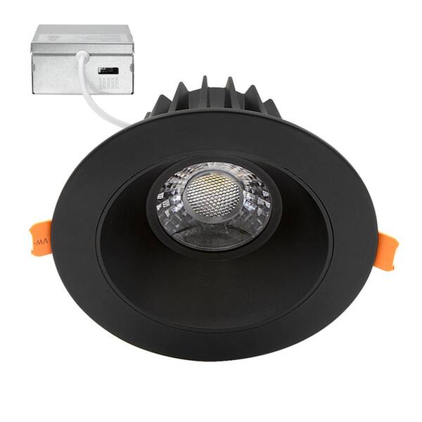 Maxxima 4 in. Slim Canless New Construction or Remodel Integrated LED Recessed Anti-Glare Downlight Light Kit, Black, 2700-5000K