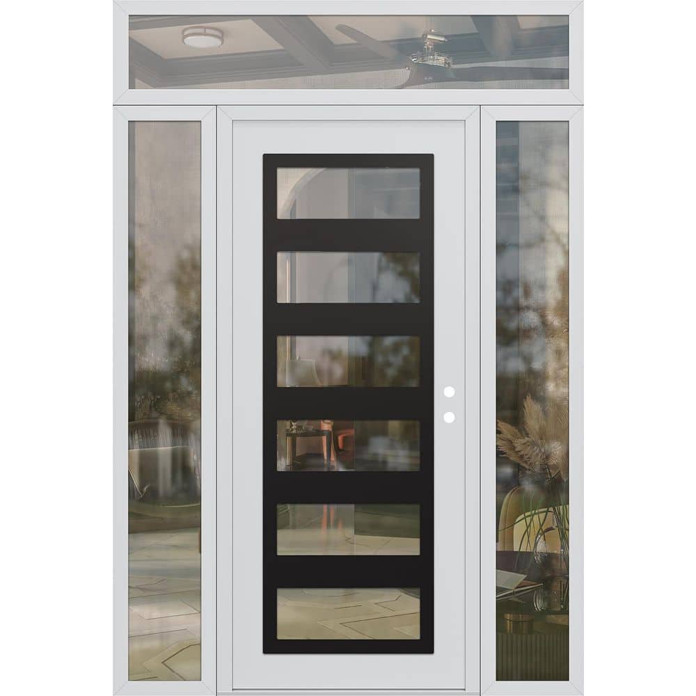 C9 68 in. x 96 in. Black P Left-Hand/Inswing Clear Glass White/White 2 Sidelite Plus Transom Steel Prehung Front Door price history on PriceWatchPro
