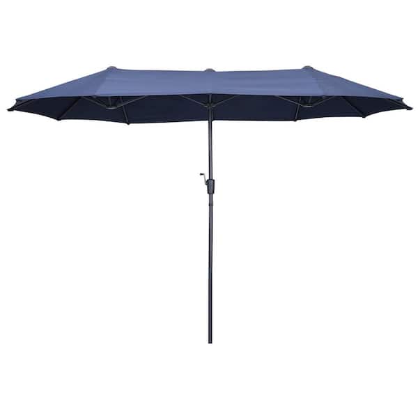 OVASTLKUY 13 ft. Heavy-Duty Market Patio Umbrella in Navy Blue with Crank Design