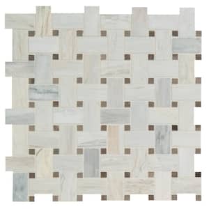 Angora Basketweave 12.5 in. x 12.5 in. Polished Marble Floor and Wall Tile (10 sq. ft./Case)
