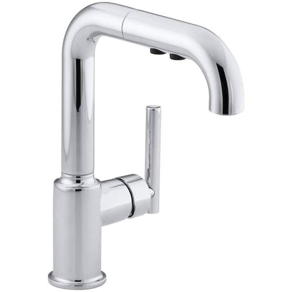 KOHLER Purist Single-Handle Pull-Out Sprayer Kitchen Faucet In Polished Chrome