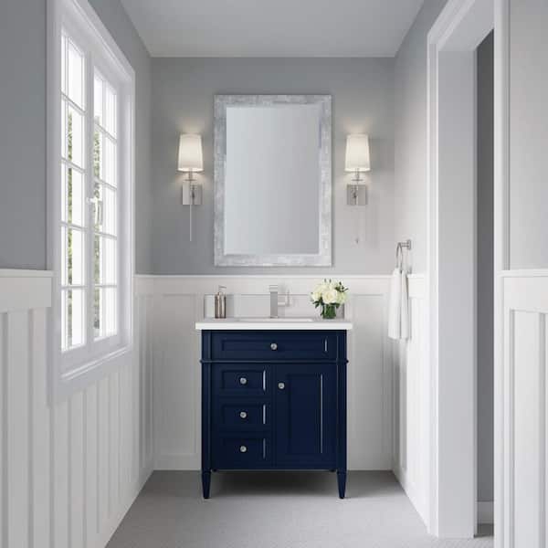 Brittany 30.0 in. W x 23.5 in. D x 34.0 in. H Bathroom Vanity in Victory Blue with White Zeus Silestone Quartz Top