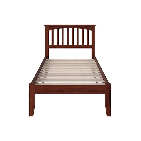Mission Walnut Twin XL Platform Bed with Open Foot Board