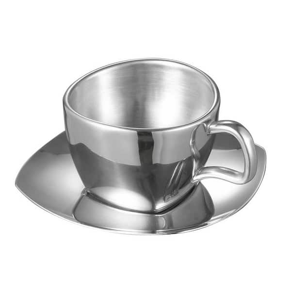 Visol Misto 6 oz. Stainless Steel Double Wall Cup with Saucer