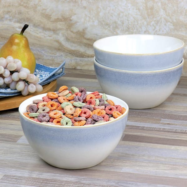 MARTHA STEWART Blue Rim 20 fl.oz 6in Blue Stoneware Cereal Bowl Set of 6  985116405M - The Home Depot